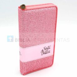 Biblia cartera mujer rosa brillos con cierre RVR1960 (9788941296874) - Perspectiva 1
